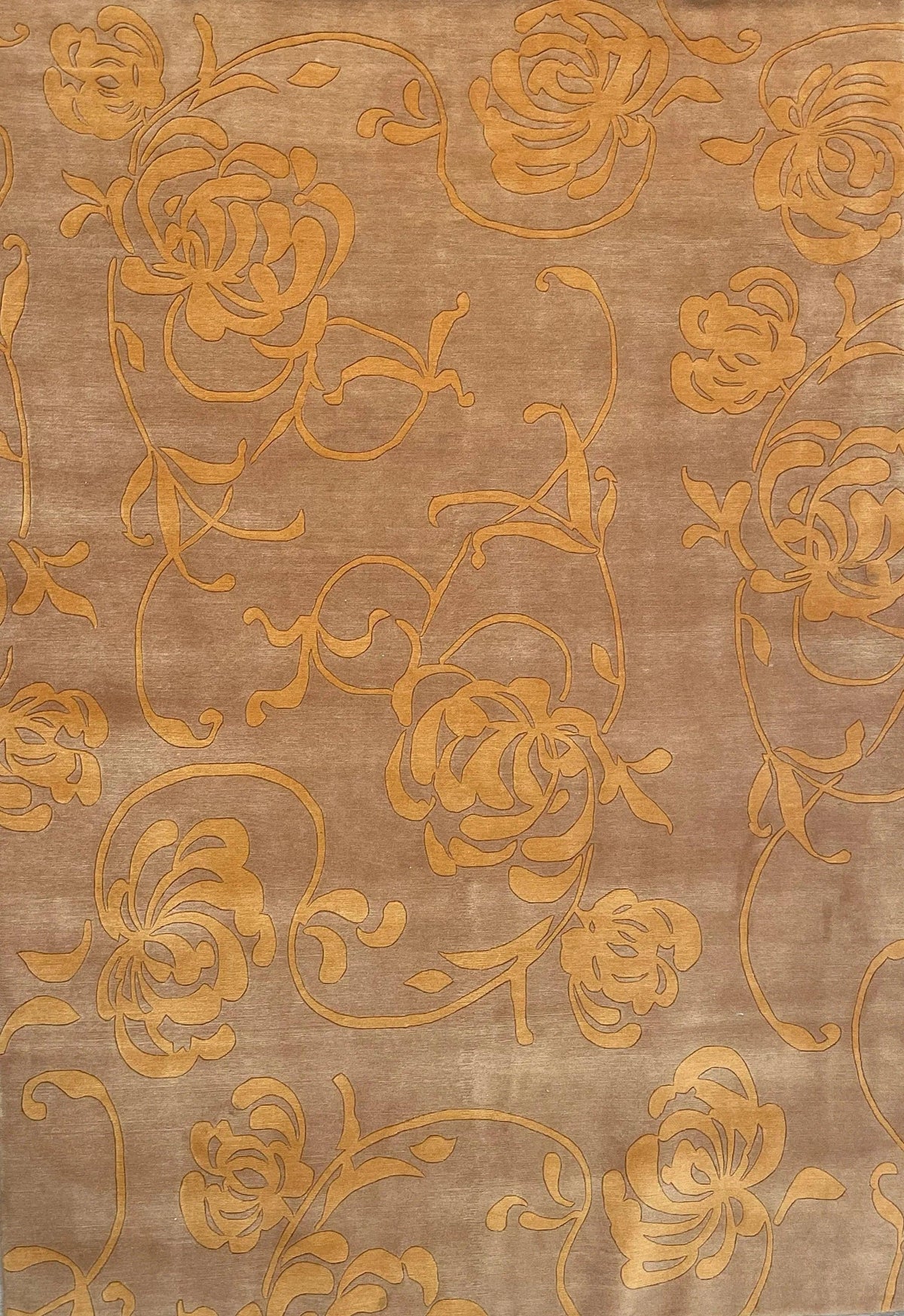 Tapis marron et orange tissé main – Emporium : vue d'ensemble du tapis