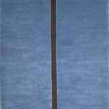 Alfombra azul y marrón tejida a mano – PROTO-FA0133 – vista completa de la alfombra