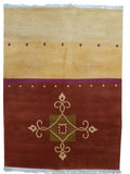 Alfombra roja y oro de pelo corto de lana 170x240 – Kathmandu