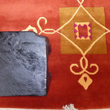 Teppich Rot und Gold aus Wolle – Kathmandu – Detail der Webstruktur