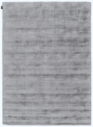 Tapis luxueux gris clair en viscose – texture brillante et soyeuse, vu de face