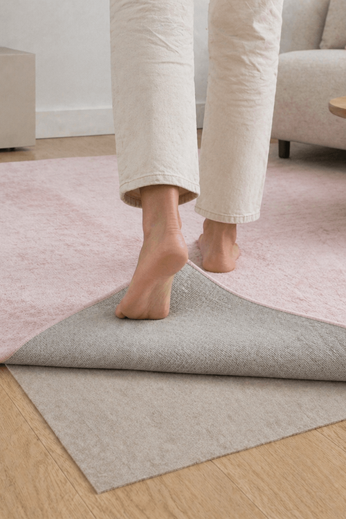 Base de fieltro beige – Sous-tapis Feutre Confort, en un salón