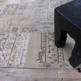 Alfombra beige vintage de lana y algodón – Up Square – detalle del tejido