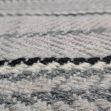 Vloerkleed grijs gestreept van wol – Tartan – detail van de weving