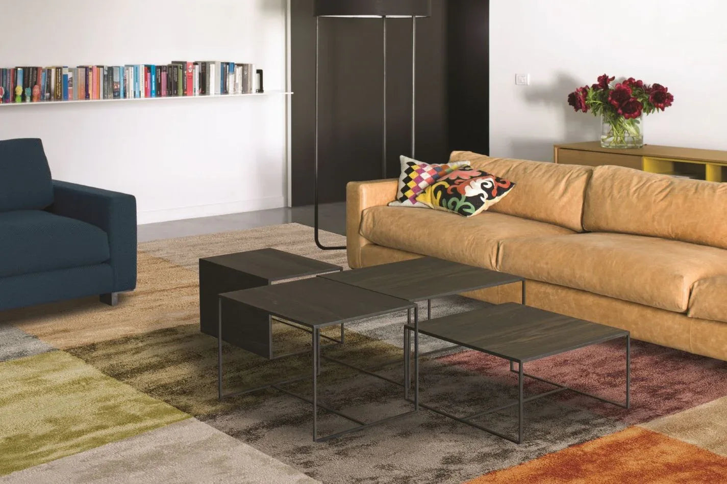 Tapis Annamitique Multicolore – 100% Viscose – Design Damier Tufté Main - Tapis Contemporains à Prix Outlet - Bel-Deco