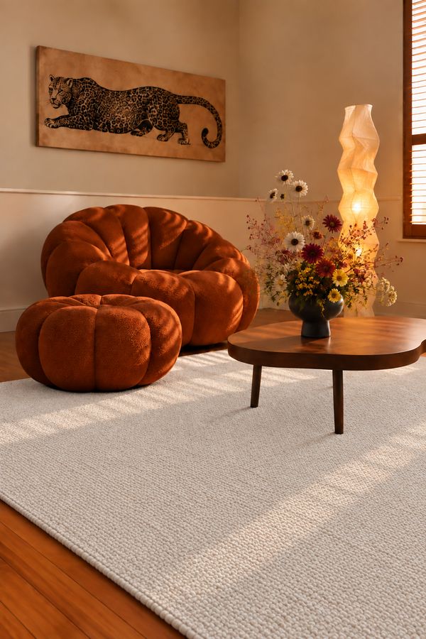 Tapis Blanc résistant au grand passage en laine - Wooly (70x.., 75x.., 80x.. et grandes dimensions)