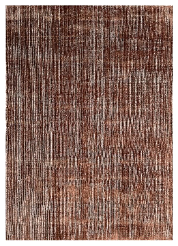 Tapis terracotta et beige élégant, vue de face – alliance raffinée de laine et polyamide au fini brillant