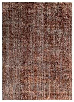 Tapis terracotta et beige élégant, vue de face – alliance raffinée de laine et polyamide au fini brillant