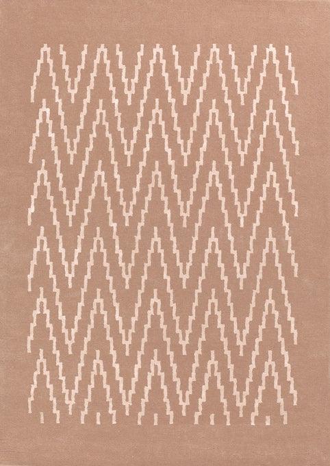 Vloerkleed roze van wol en viscose – Paris Ikat – volledig zicht op het vloerkleed