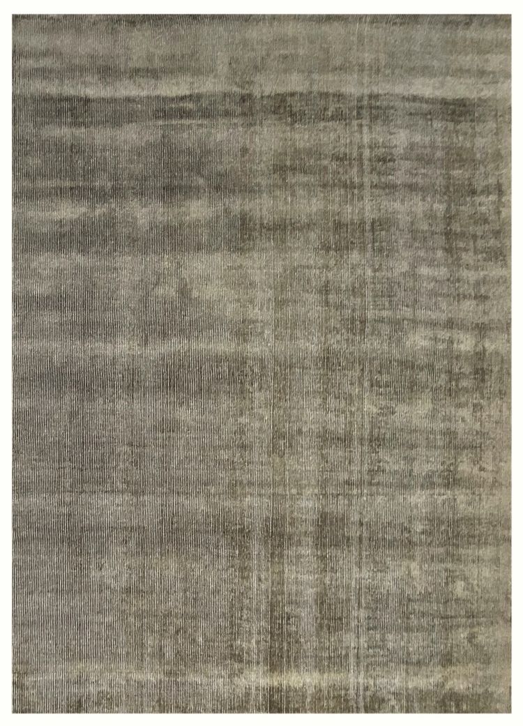 Tapis argent vert élégant et brillant, vu de face, en polyamide et laine, au design raffiné et lumineux