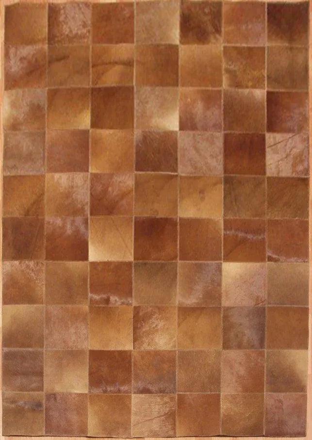 Brown Cowhide Leather Rug – Sparkless – full view of the rug
