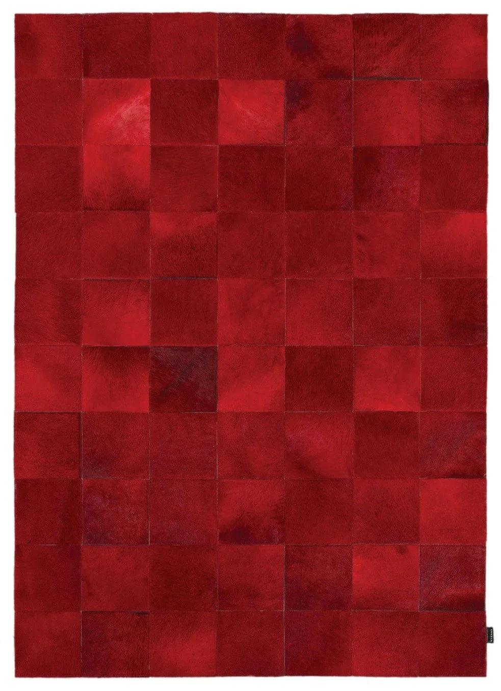 Teppich Rot Geometrisch aus Leder – Sparkless – Gesamtansicht des Teppichs