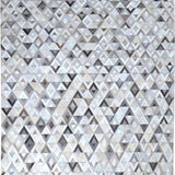 Grey Geometric Leather Rug – Sparkless – full view of the rug