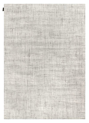 Tapis blanc et gris tissé à la main en laine et viscose – vue de face montrant le motif et la texture naturelle
