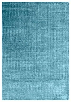 Tapis bleu élégant en PET recyclé, tissé à la main, avec motif subtil à carreaux, présenté de face