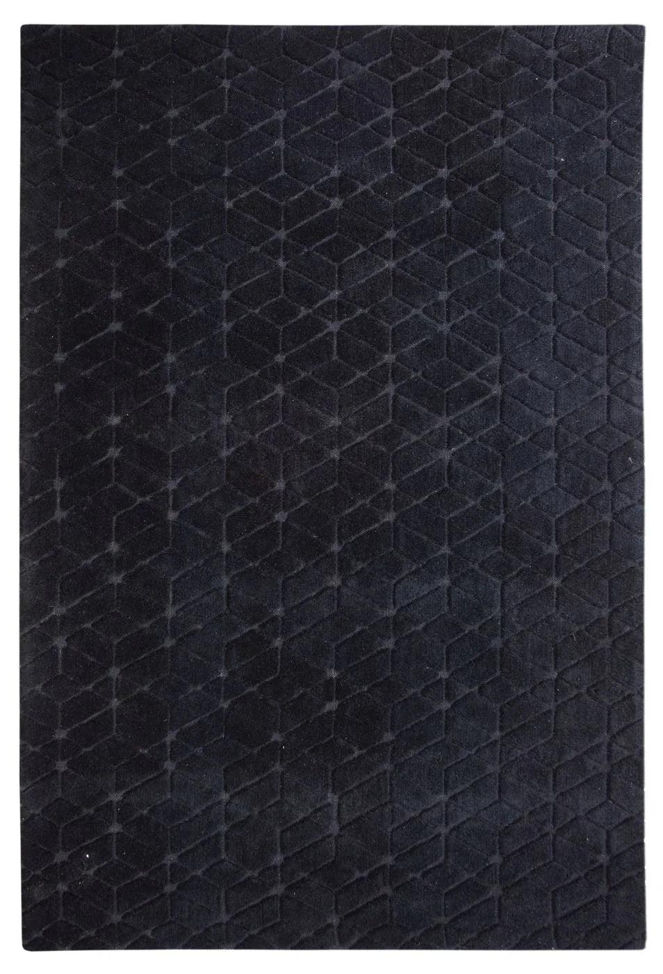 Tapis noir en laine – Cory : vue d'ensemble du tapis