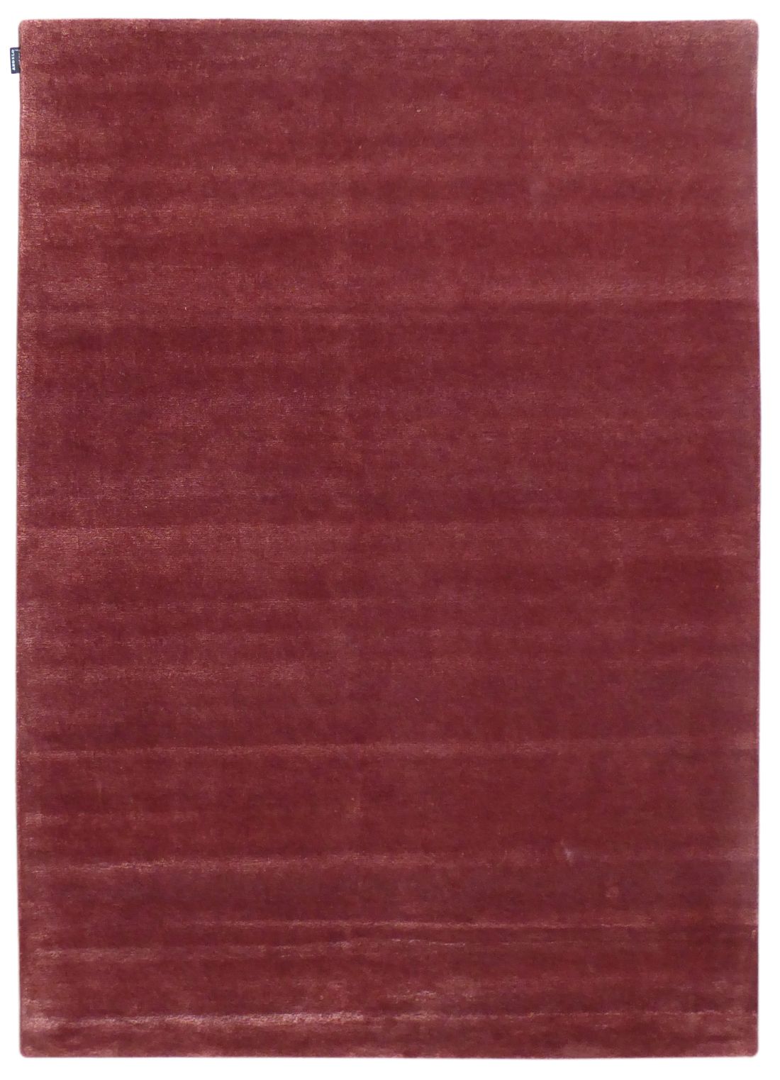 Tapis rouge cuivre en laine de Nouvelle-Zélande et viscose — vue de face, texture raffinée et reflets soyeux