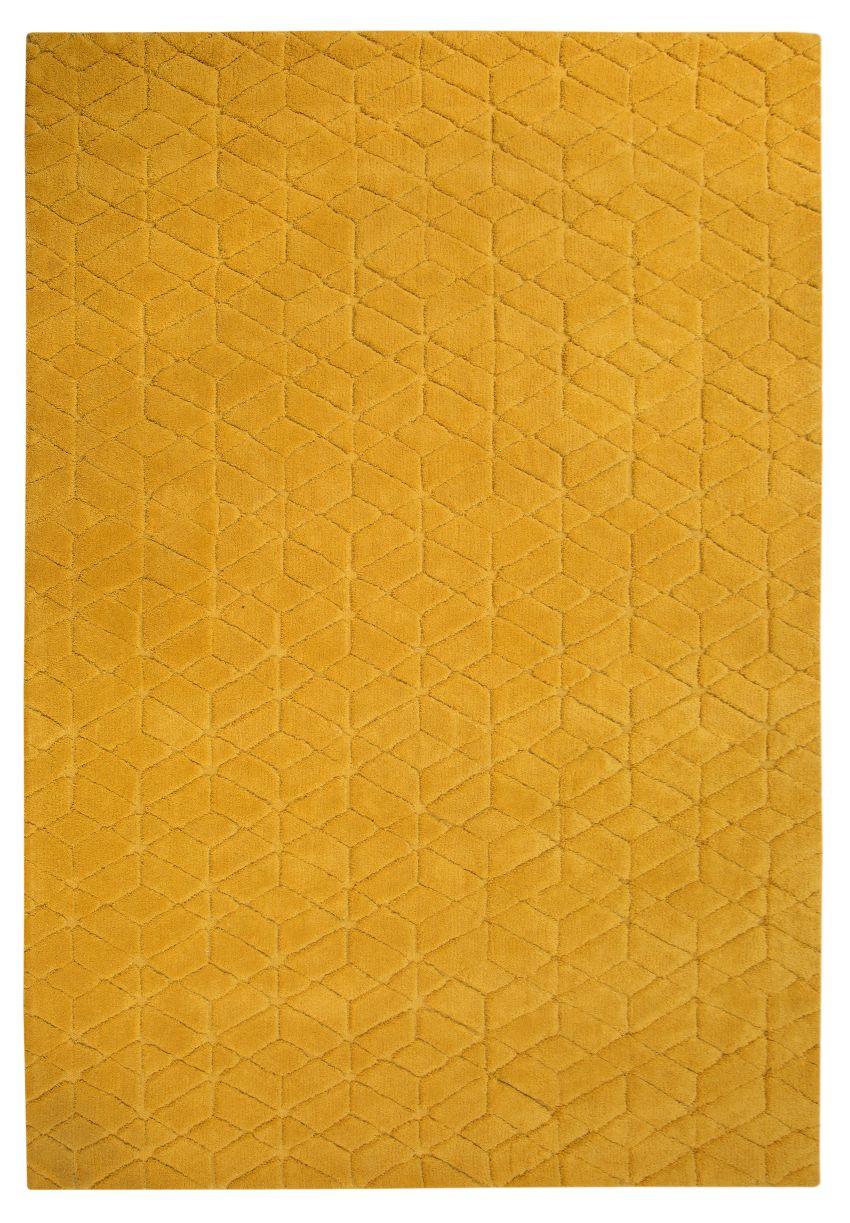 Tapis jaune en laine – Cory : vue d'ensemble du tapis