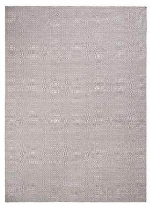 Tapis ethnique blanc et gris en PET recyclé, motifs géométriques, résistant pour intérieur et extérieur, vue de face