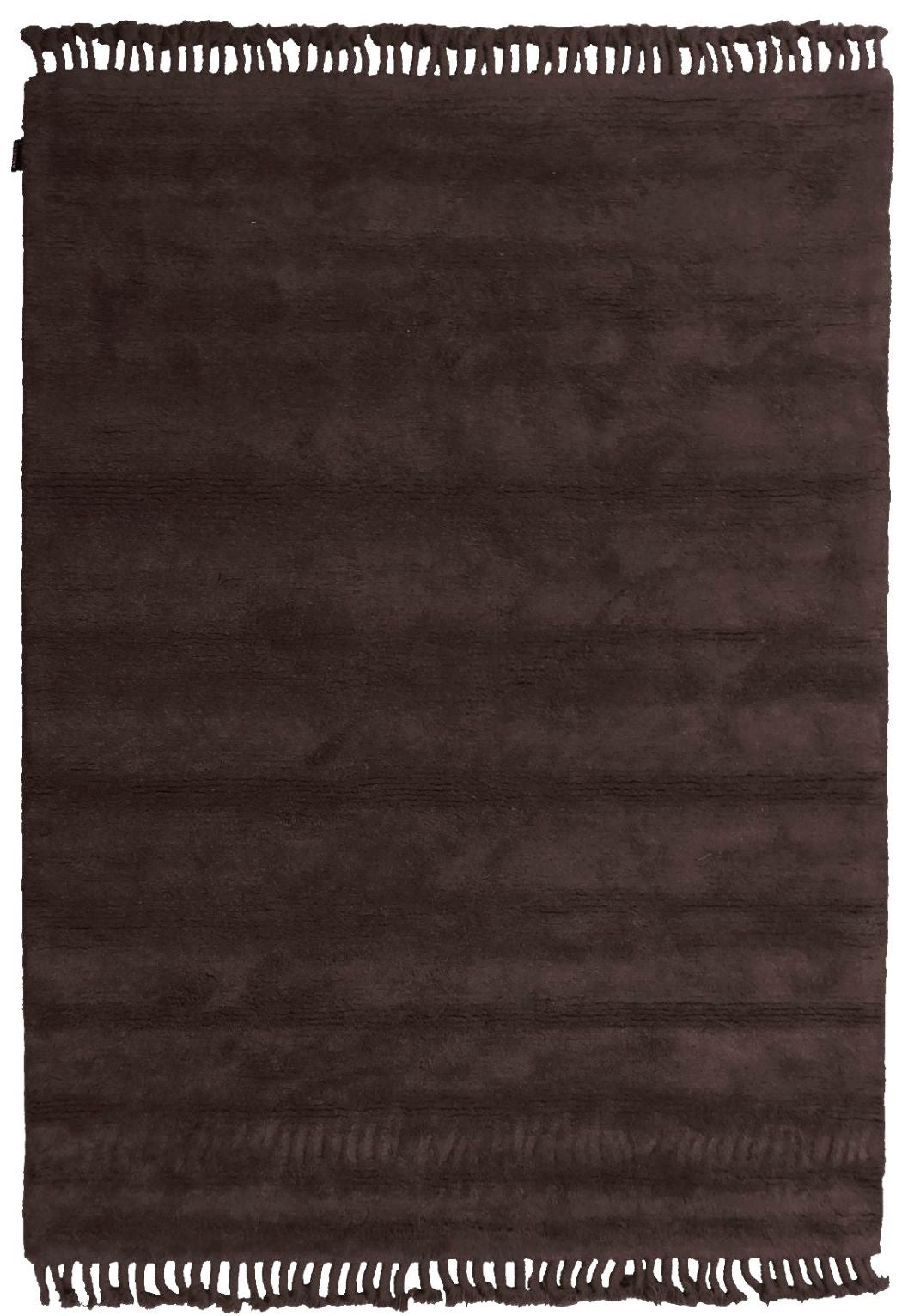 Tapis franges convivial laine marron