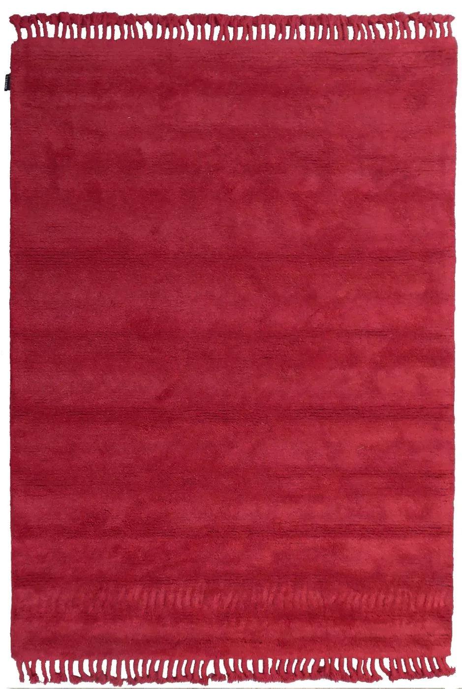 Red Berber Wool Rug – Boumia – full view of the rug