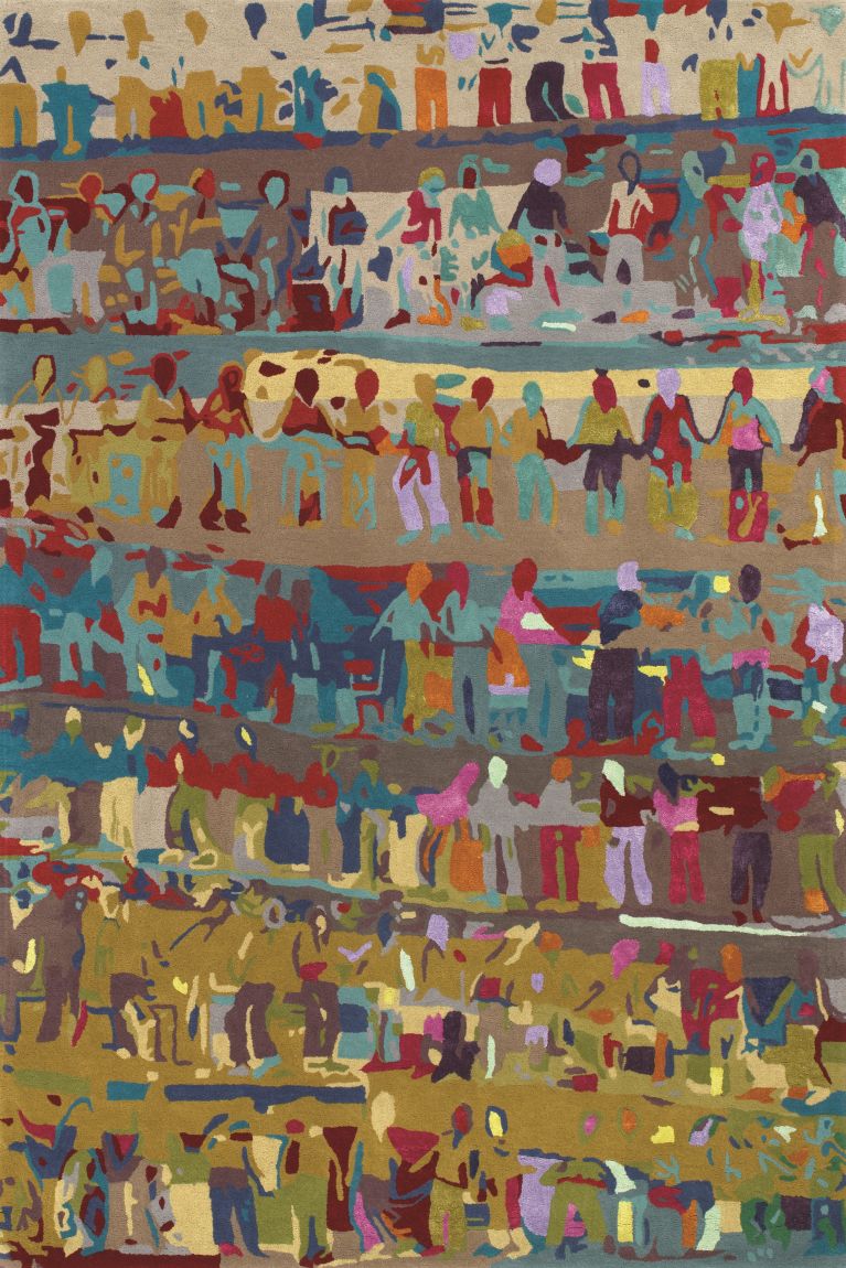 Tapis graphique coloré motif Laine Viscose