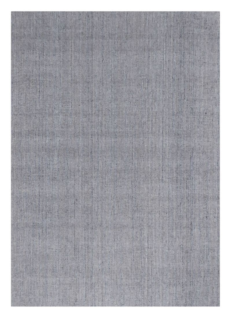 Tapis gris et beige tissé main en laine et viscose, vu de face, montrant son motif et sa texture naturelle