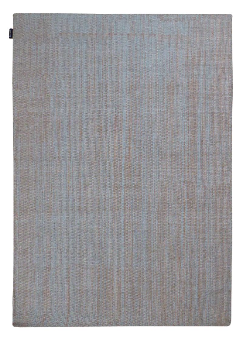 Tapis gris et orange tissé main en laine et viscose – vue de face, motif moderne et texture raffinée