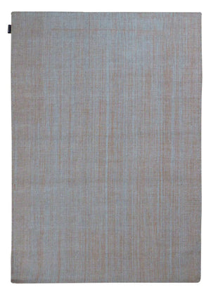 Tapis gris et orange tissé main en laine et viscose – vue de face, motif moderne et texture raffinée