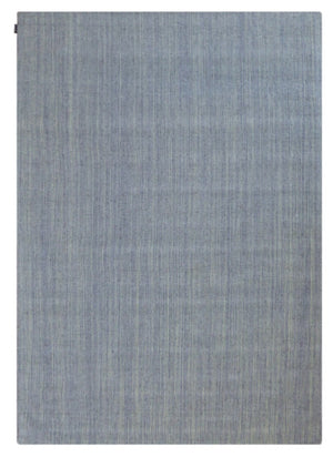 Tapis gris et jaune tissé main en laine et viscose – vue de face et texture naturelle