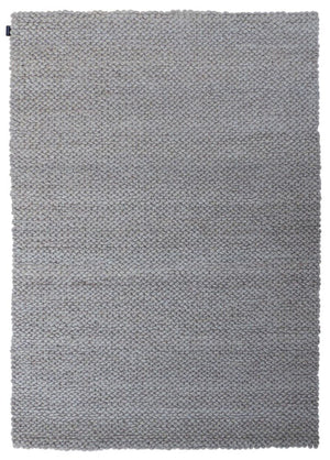 Tapis en laine beige et blanc à relief, texture bouclée en laine feutrée, look chaleureux – vue de face