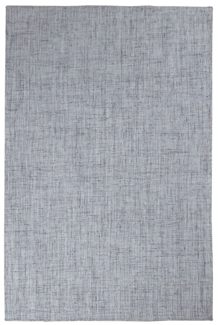 Tapis noir et blanc tissé main en laine et viscose, vu de face, texture naturelle