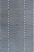 Tapis géométrique bleu et blanc en laine 60x100 – Milhac
