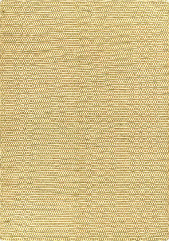 Vloerkleed geel en wit van wol – Milhac – volledig zicht op het vloerkleed