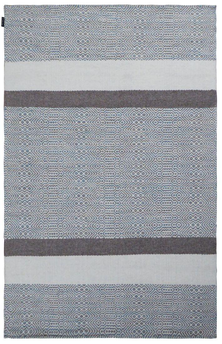 Teppich Weiß Geometrisch aus Seide und Wolle – Tribal – Gesamtansicht des Teppichs