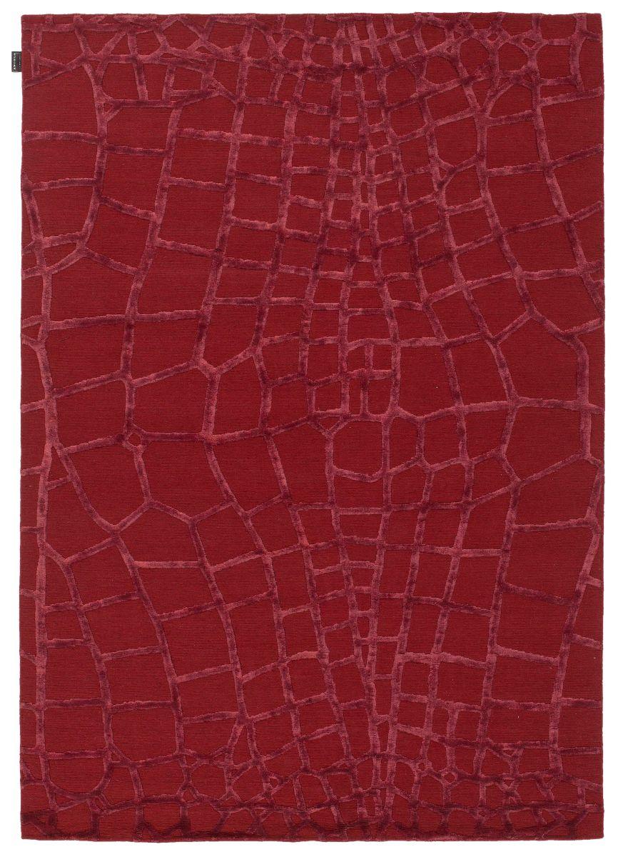 Alfombra roja de lana y viscosa – Harmony – vista completa de la alfombra