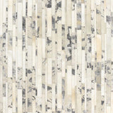 Ivory and Silver Leather Rug – Starmo – full view of the rug
