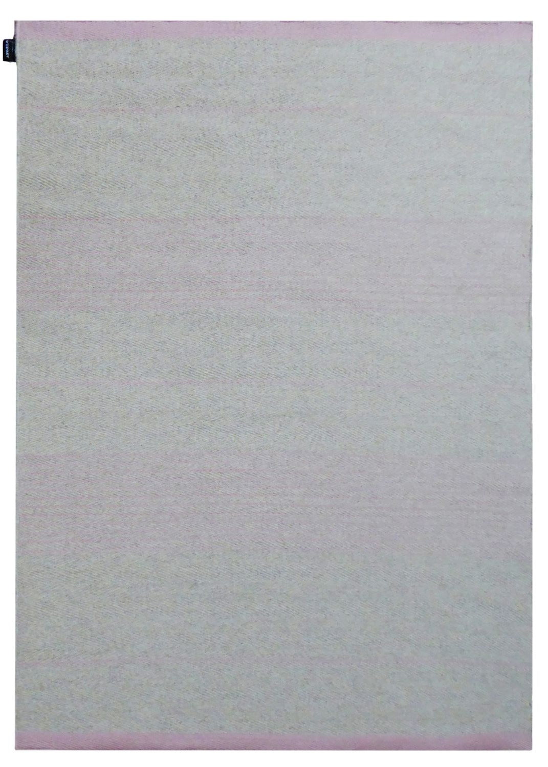 Tapis tissé main à rayures subtiles gris rose – vue de face complète montrant le motif et la texture