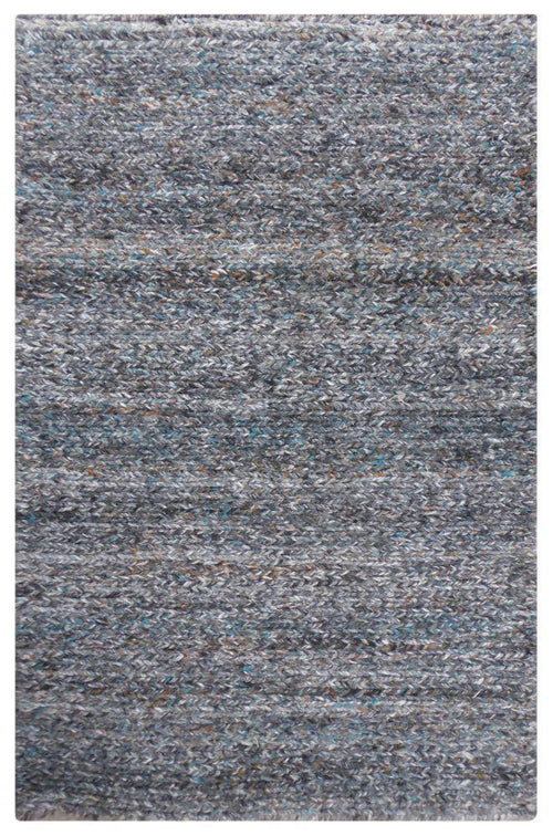 Alfombra gris y azul de PET reciclado – Pianic – vista completa de la alfombra