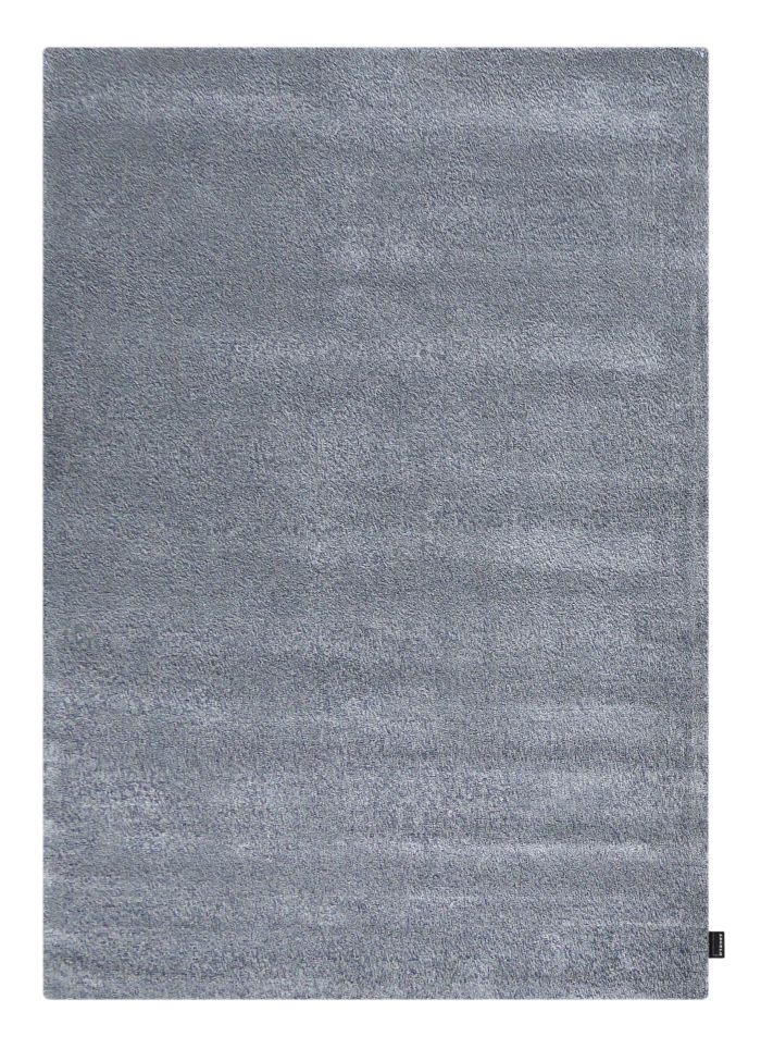 Tapis uni doux viscose gris bleu