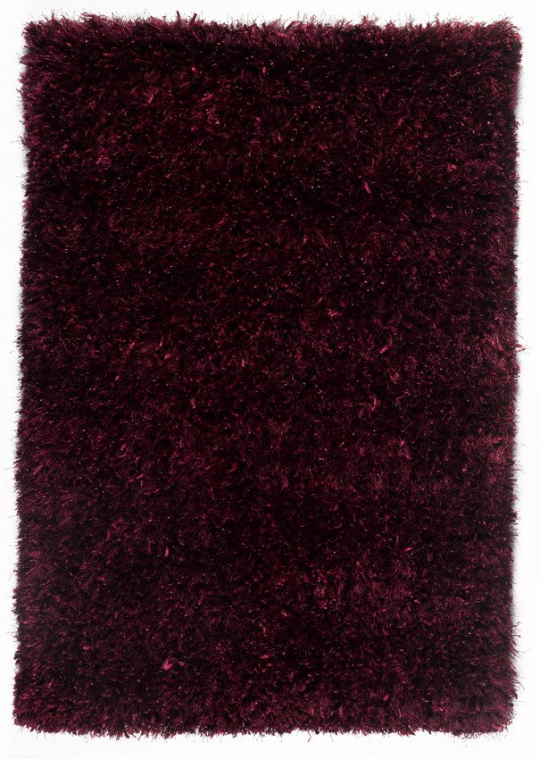 Tapis noir rouge en polyester à poils longs – vue de face, design moderne et contraste élégant