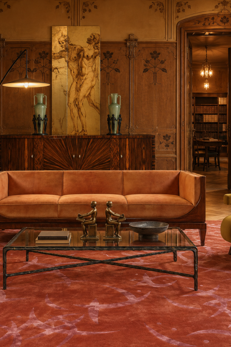 Tapis à motifs Orange – Laine de Nouvelle-Zélande & Viscose – Arabesques de Luxe - Sydney (170x240)