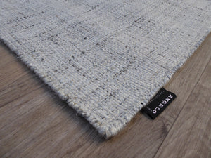 Tapis blanc tissé main - laine et viscose - Hamilta