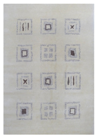 Tapis original à motifs blanc 100% laine