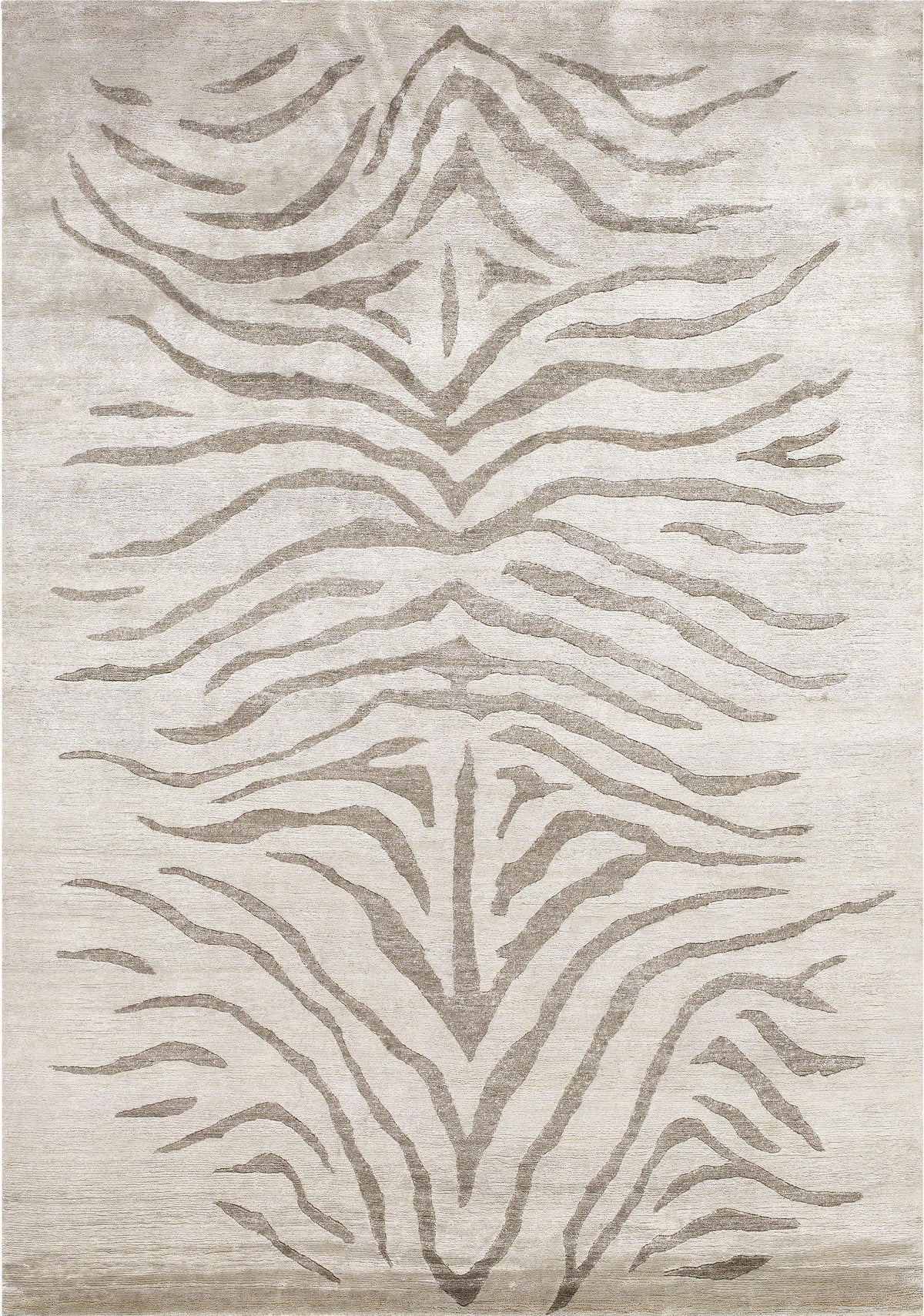 Teppich Elfenbein und Beige aus Bambusseide – Sievy Zebra – Gesamtansicht des Teppichs