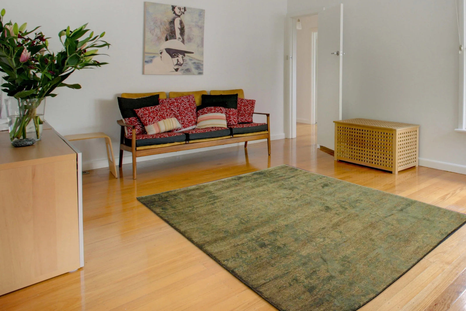 Grand Tapis Luxueux – Vert Émeraude – Chanvre & Soie Noué Main - Tapis Contemporains à Prix Outlet - Bel-Deco