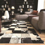 Teppich Schwarz und Weiß aus Rindsleder – Sparkless, im Wohnzimmer (2)