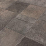 Alfombra geométrica gris taupe de cuero – Sparkless – detalle del tejido