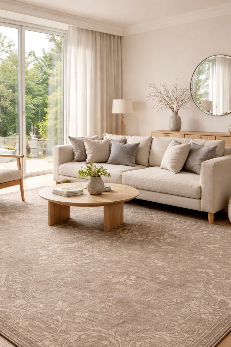 Tapis Sydney Floral – Laine de Nouvelle-Zélande & Viscose – Arabesques Classiques - Tapis Contemporains à Prix Outlet - Bel-Deco