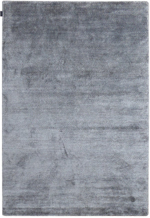 Tapis gris design à motifs chevron en 100% soie de bambou, vue de face entière